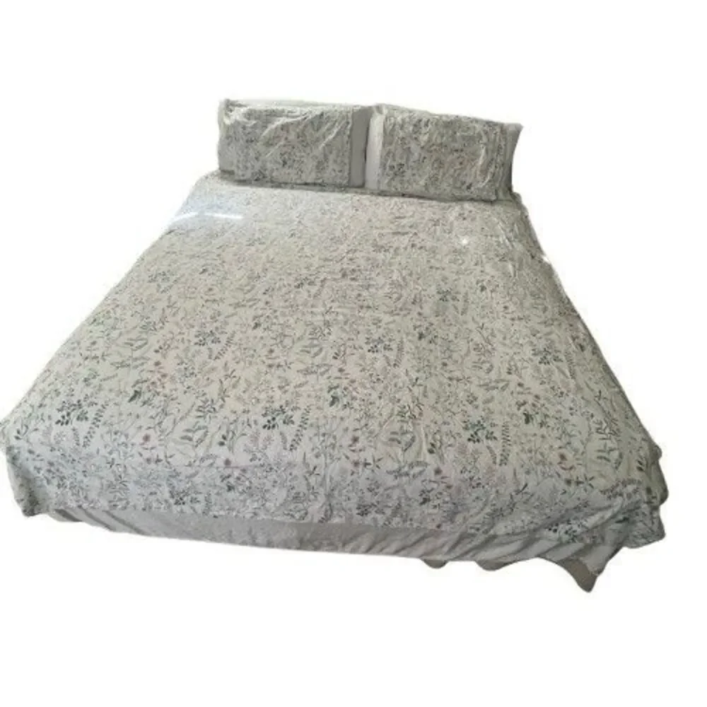 IKEA TIMJANSMOTT Duvet Cover Full/Queen + Shams 218X218 White Floral Botanicals